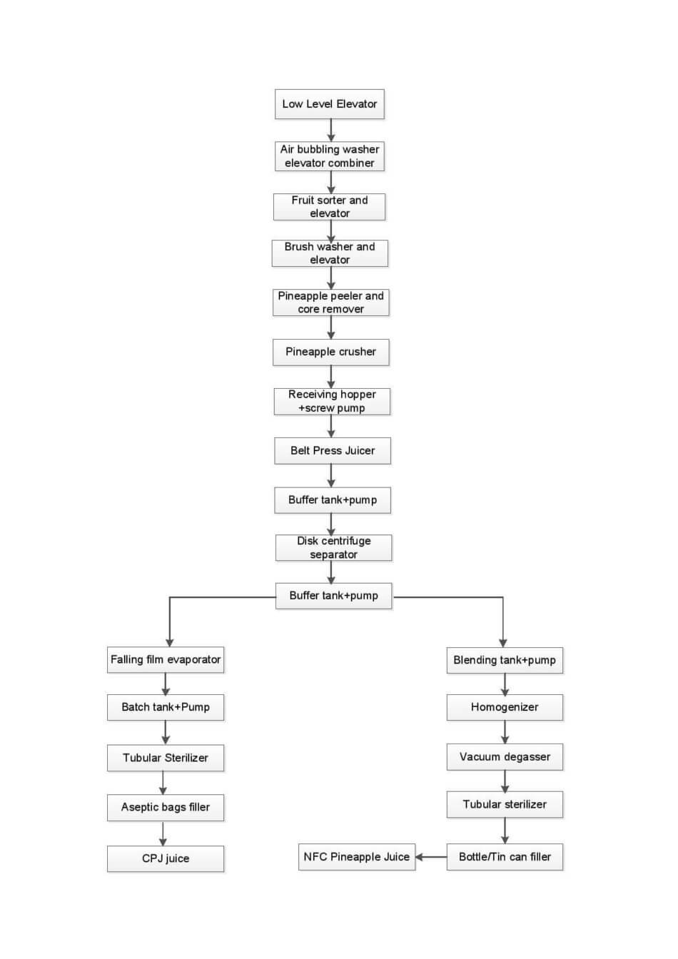 pineapple juice processing flowchart