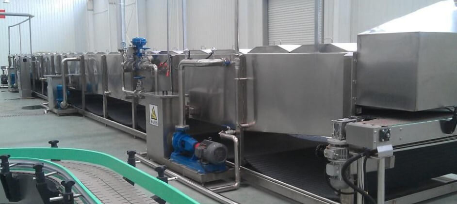 Spray type pasteurizer cooing tunnel