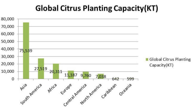 Global citrus planting capacity
