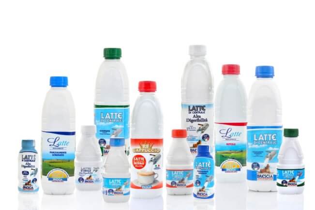 milk in PE bottles