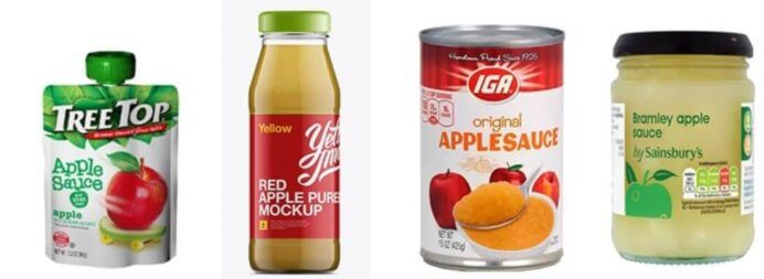 Apple puree or applesauce packing container