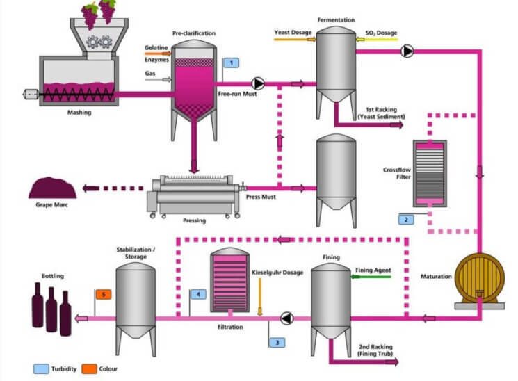 Red wine production process