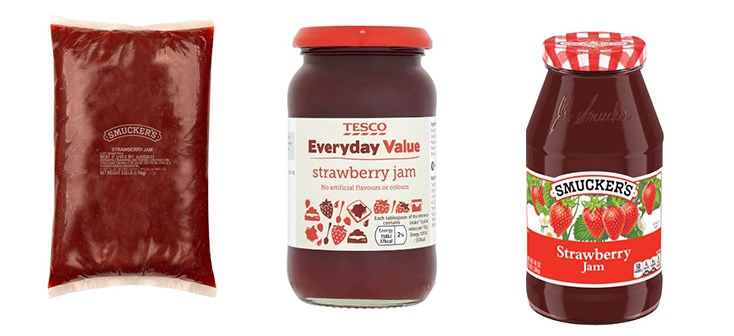 Strawberry jam packing containers