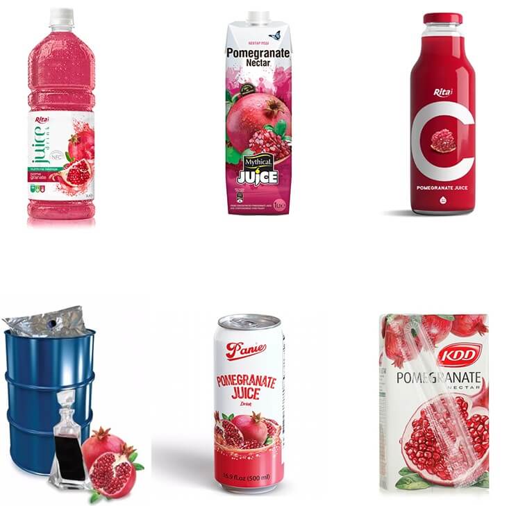 Pomegranate juice packing containers