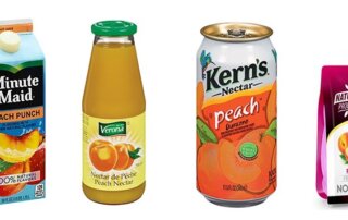 Peach juice containers